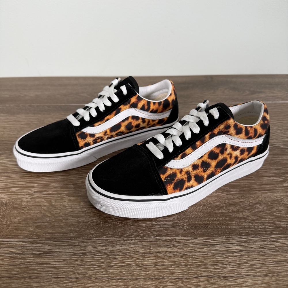 Vans Old Skool Leopard Print Black Suede Low Top Skate Shoes Sneakers - Picture 3 of 9